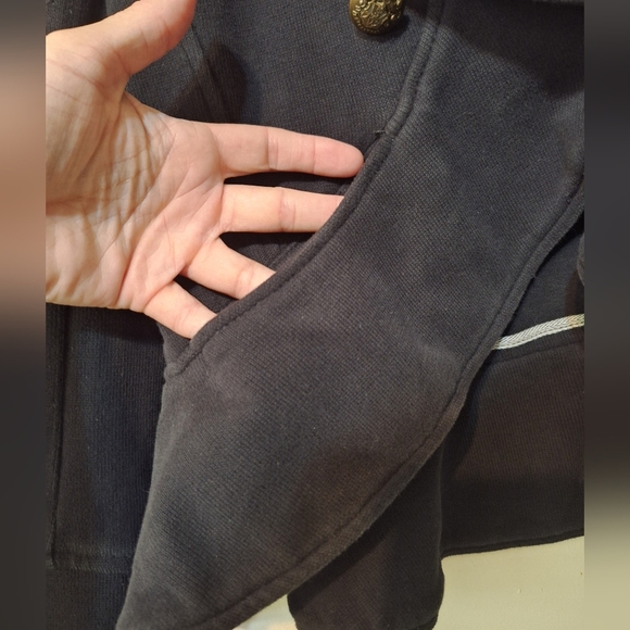 Free people sm black Flared and Femme Jacket blazer military style crop ruffle - Picture 8 of 11